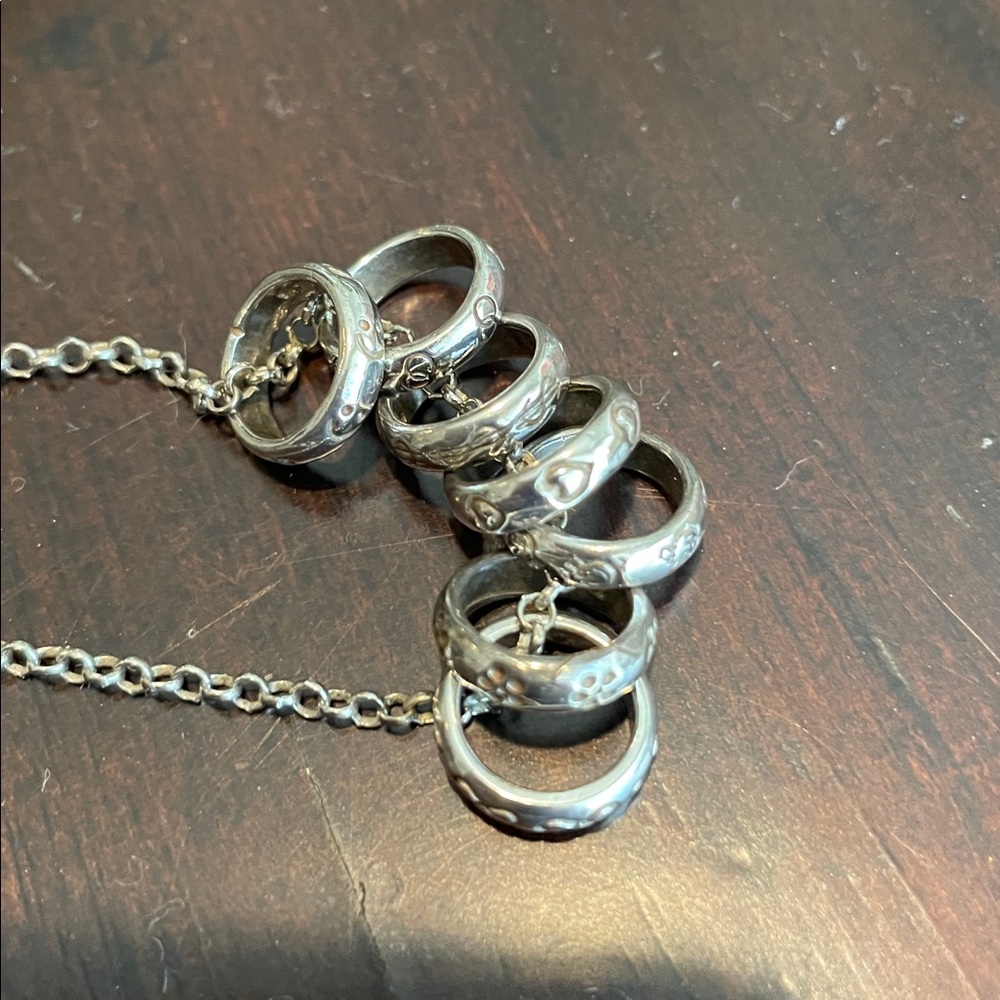 Sterling Silver 7 Rings of Luck Necklace - Picture 3 of 6